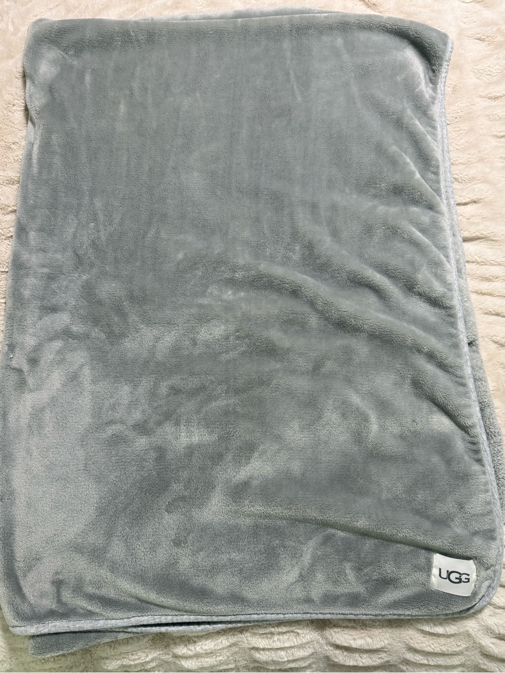 UGG Soft Plush Light Gray Throw Blanket